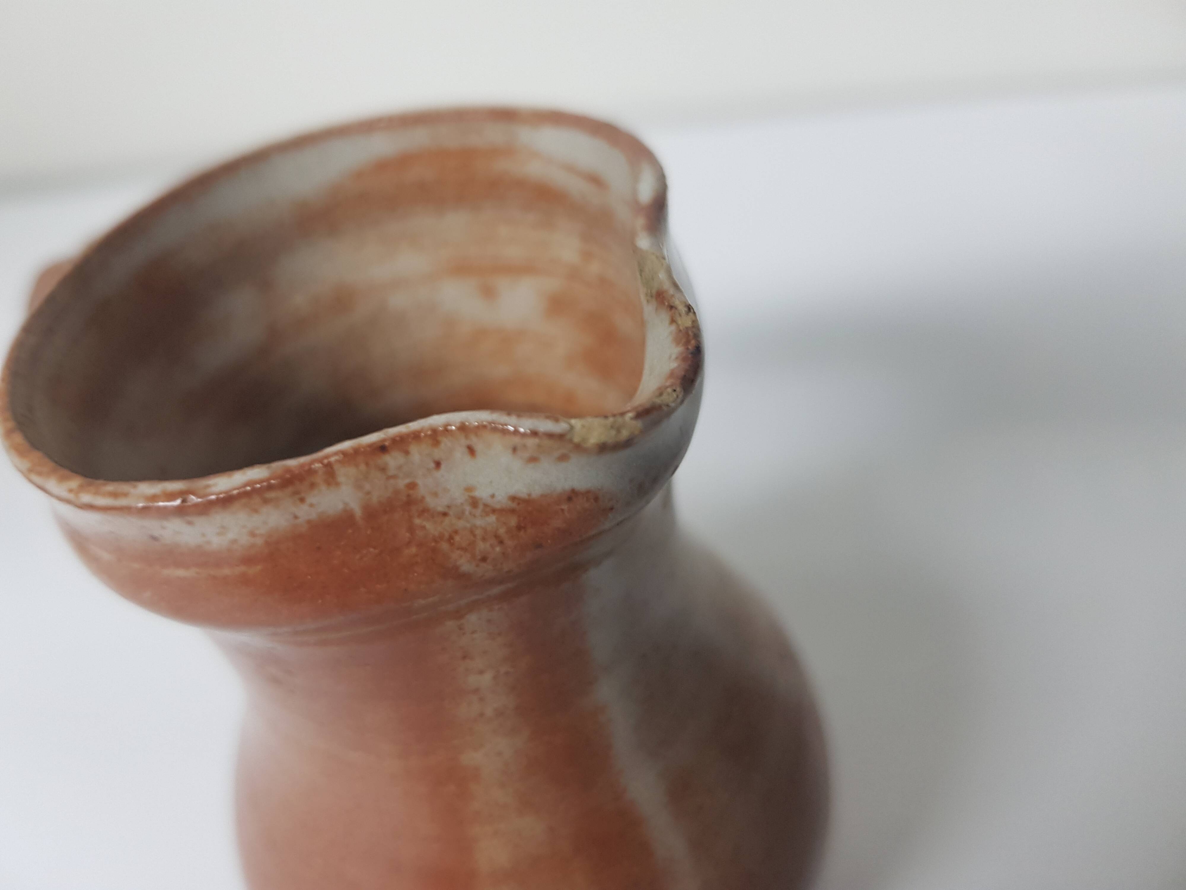 Set of 3 ceramic pitchers / milk jugs Signed Daniel Auger (Puisaye)