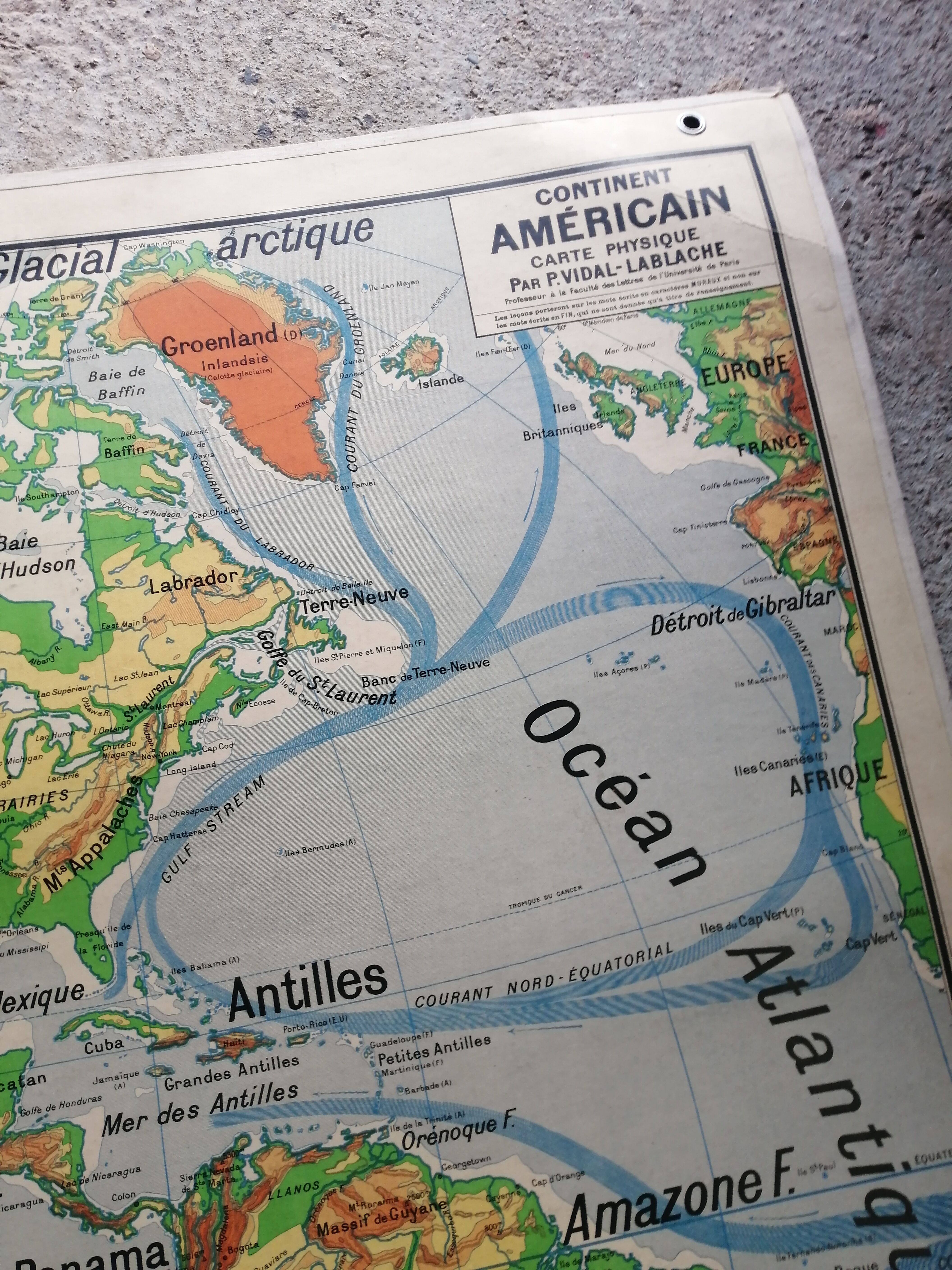 Vintage school map Lablache American Continent - USA