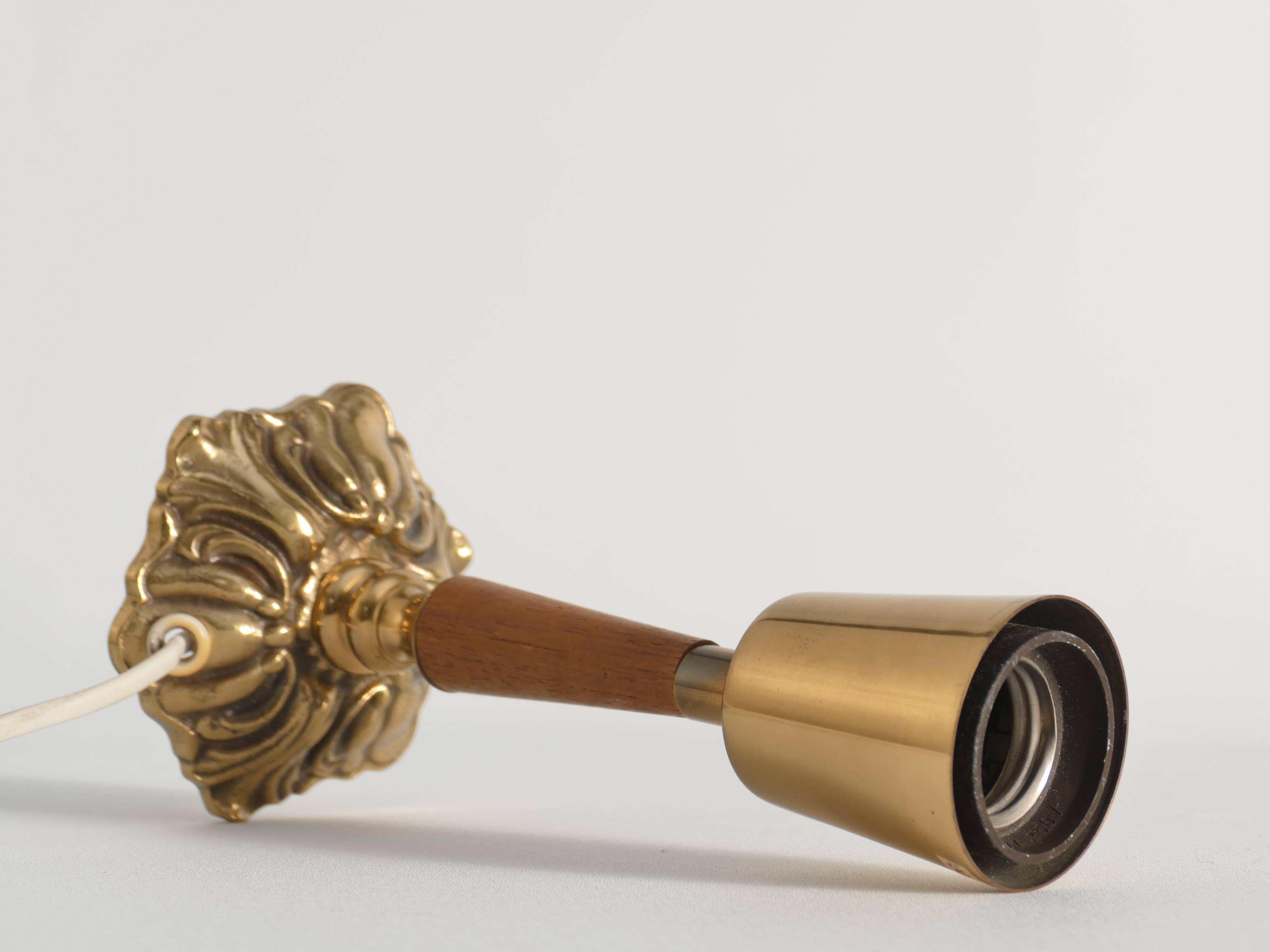 Brass Table Lamp with Teak, Asea, Sweden 1950s