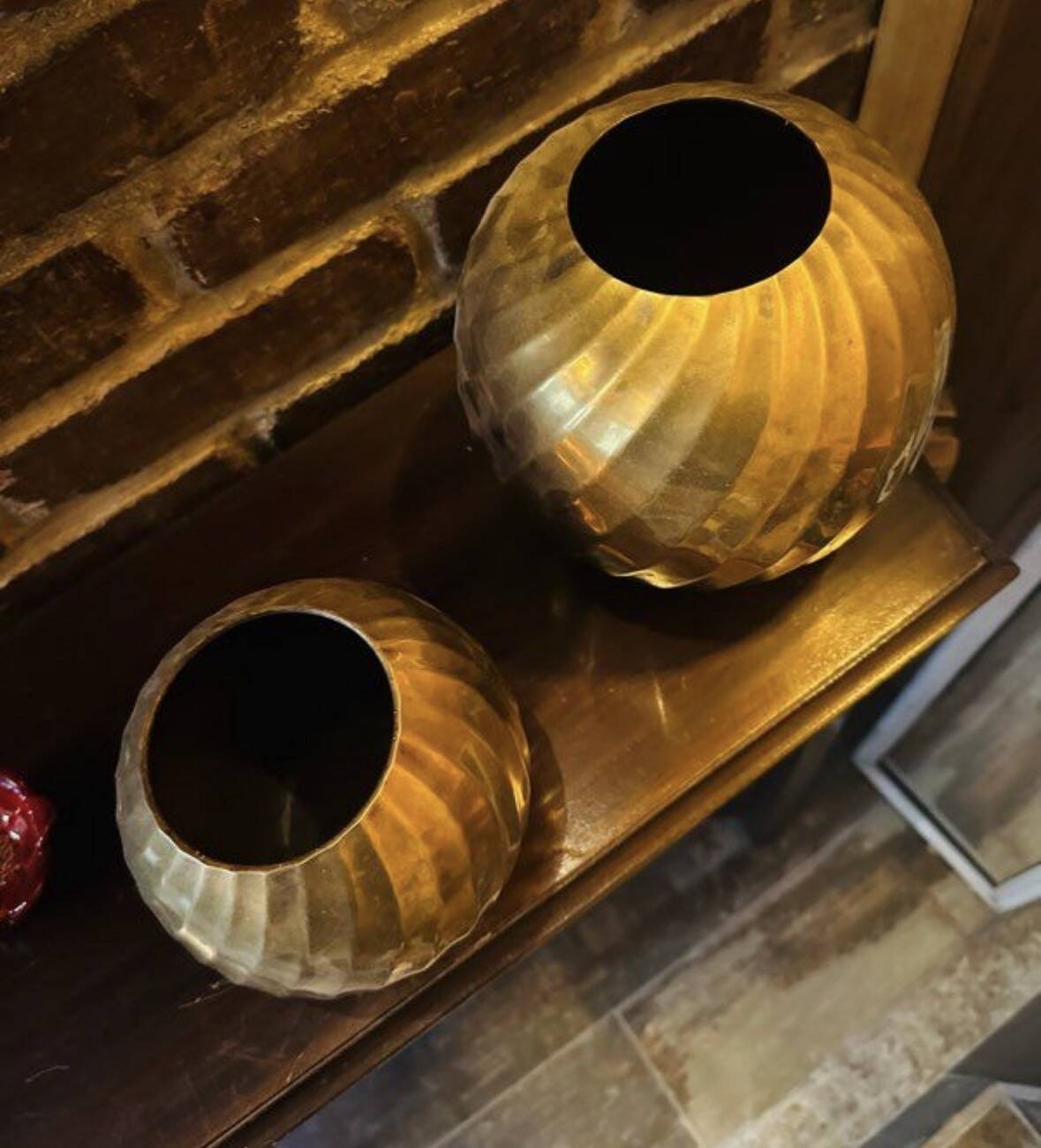 Antique Art Deco round vases Brass