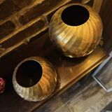 Antique Art Deco round vases Brass