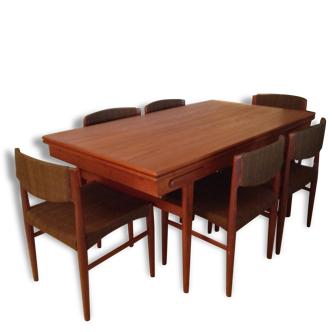Table dining table with 6 chairs vintage