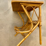 Rattan magazine holder table