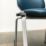 Stackable vintage leather dining chairs from the German space age by Fröscher, 1970s, set of 2.