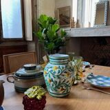 Enameled terracotta flower pitcher