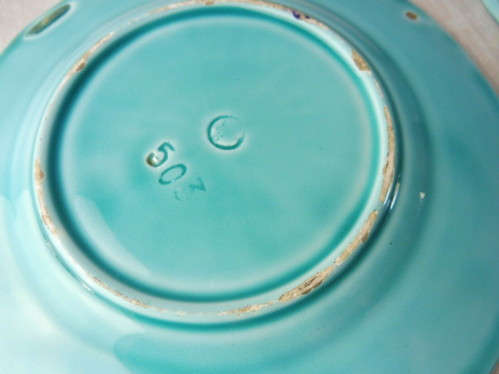 Lot of old majolica plates, flower décor, from Villeroy & Boch