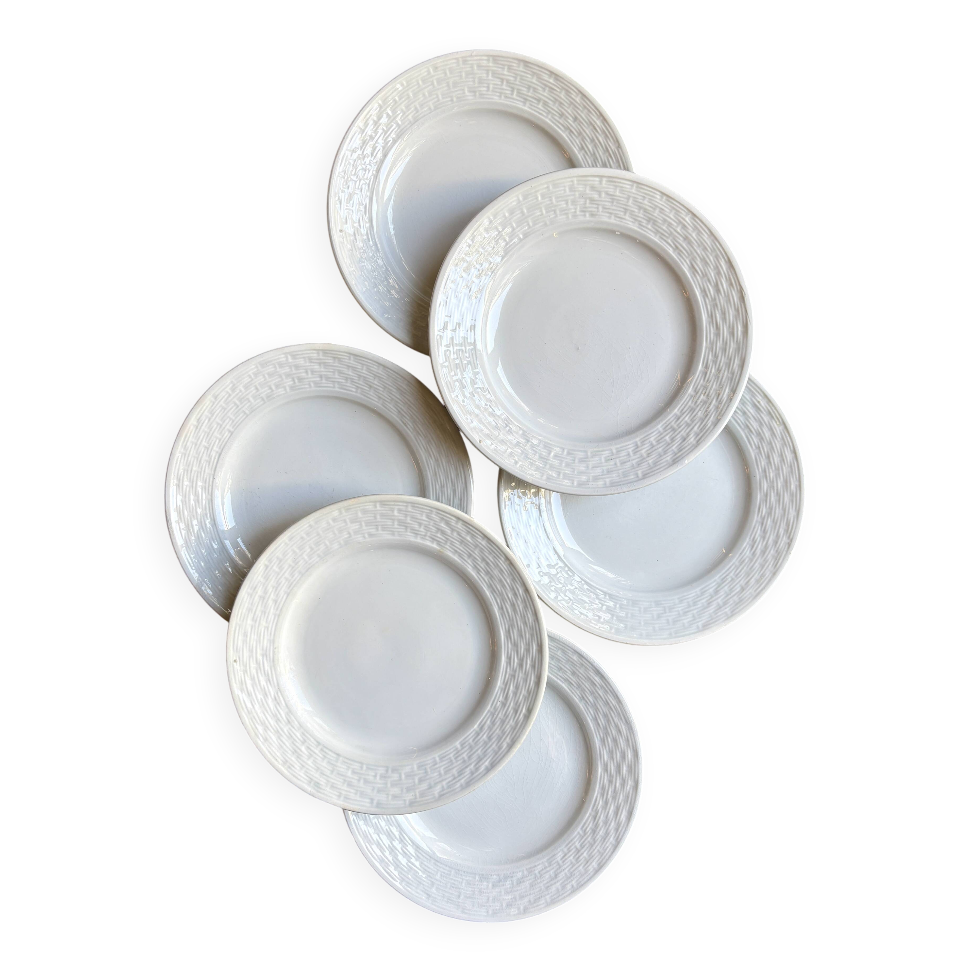 6 St Amand dessert plates in white earthenware