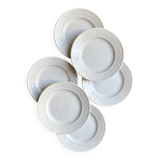 6 St Amand dessert plates in white earthenware
