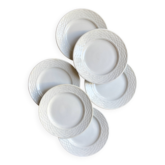 6 St Amand dessert plates in white earthenware