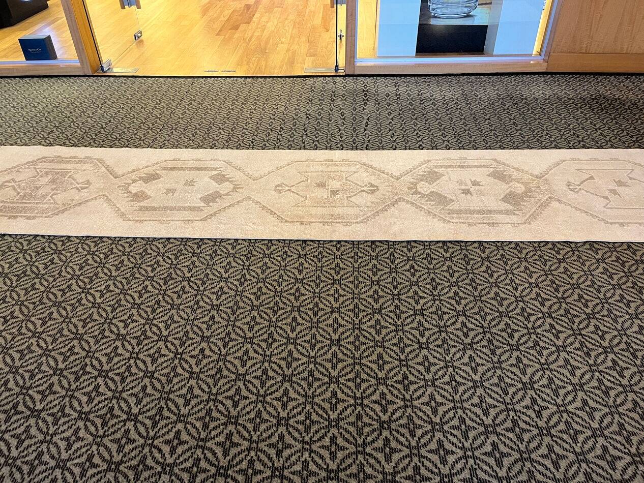 Vintage Handmade Muted Beige and Brown Long Hallway Runner