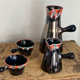Pitchers and cups, iridescent ceramic, Vallauris