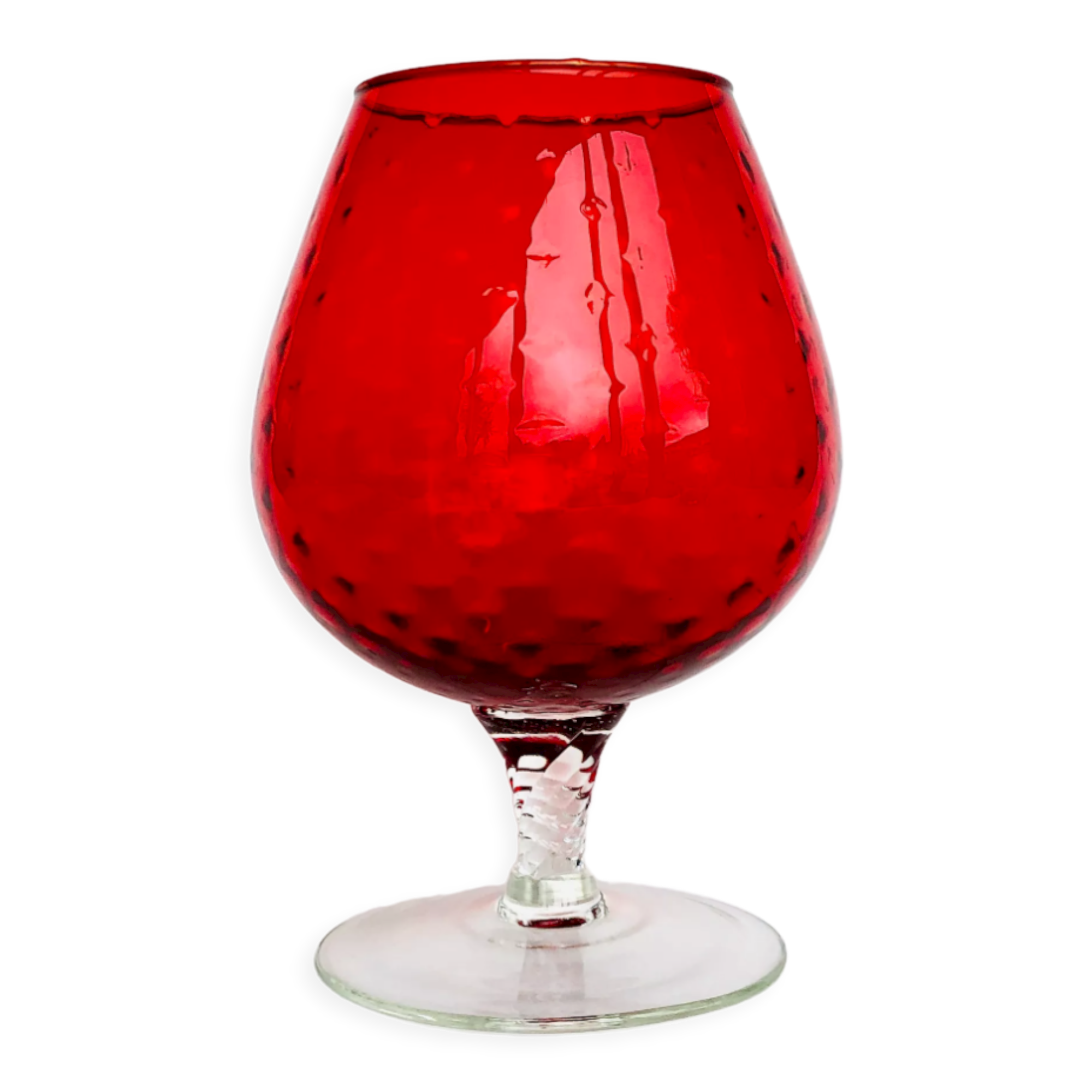 Red textured glass vase from the 60s 70s, Italy, Empoli