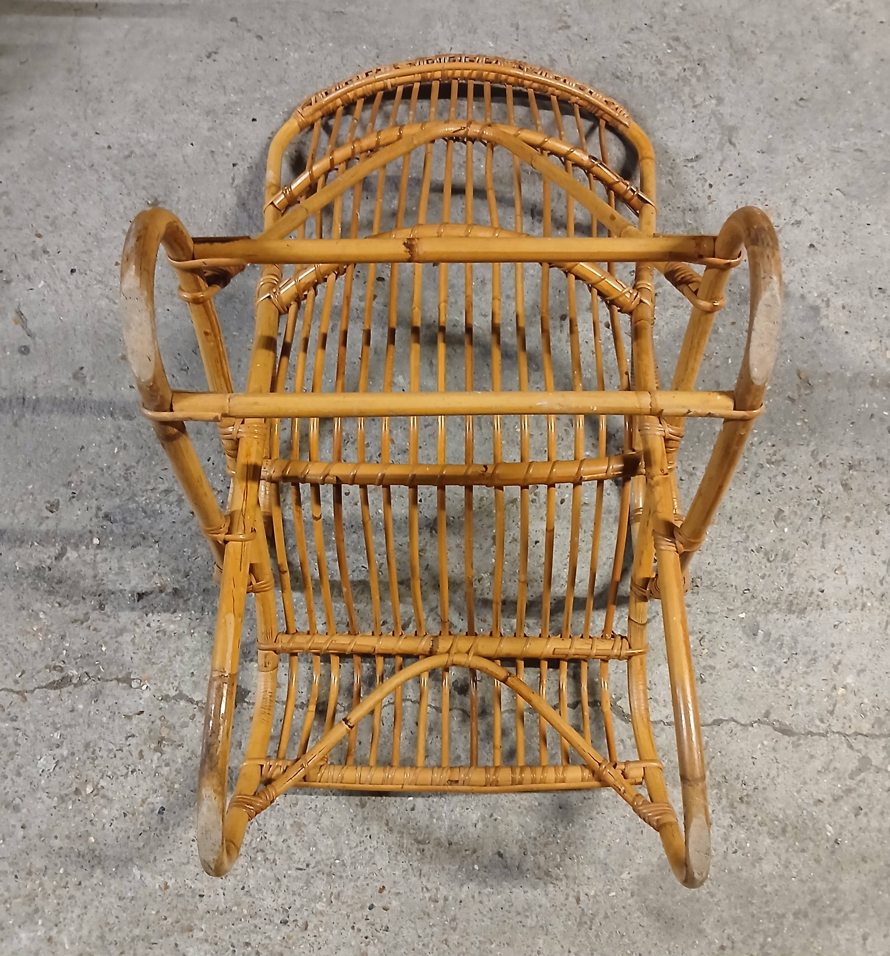Paire de fauteuils en rotin vintage