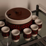 Punch set in ceramics - bowl & 11 cups - by Dümler & Breiden - Germany - 1960's