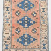 6x10 Salmon & Blue Comtemporary Vintage Rug, 194x297Cm