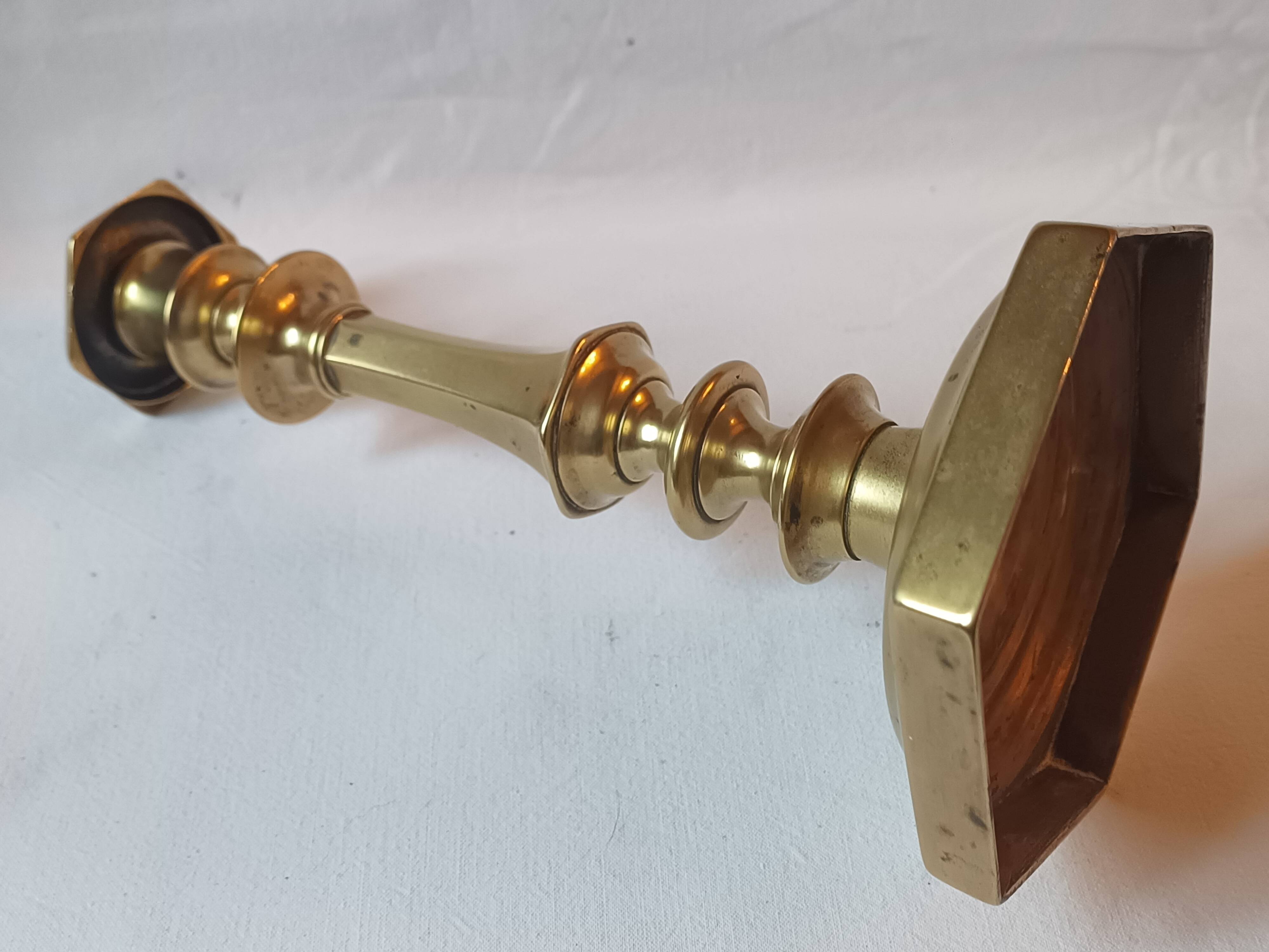 Antique bronze candlestick, 19th century, torch holder, candelabrum.