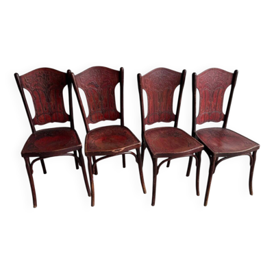 Lot de 4 chaises Art nouveau par Jacob & Josef Kohn (ca. 1900)