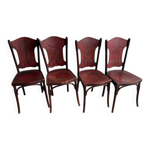 Lot de 4 chaises Art nouveau par Jacob & Josef Kohn (ca. 1900)