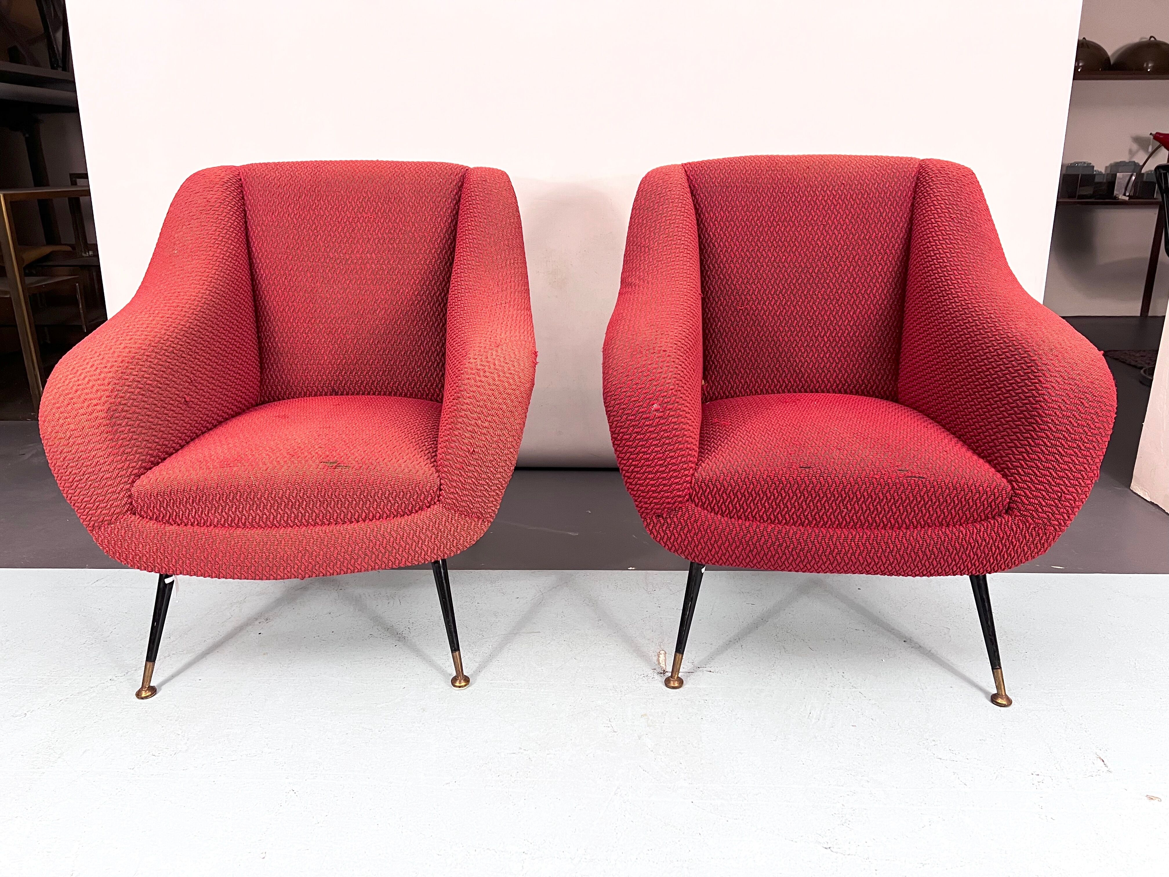 Mid-century pair of lounge chairs by Gigi Radice for Minotti, Italy 1950s