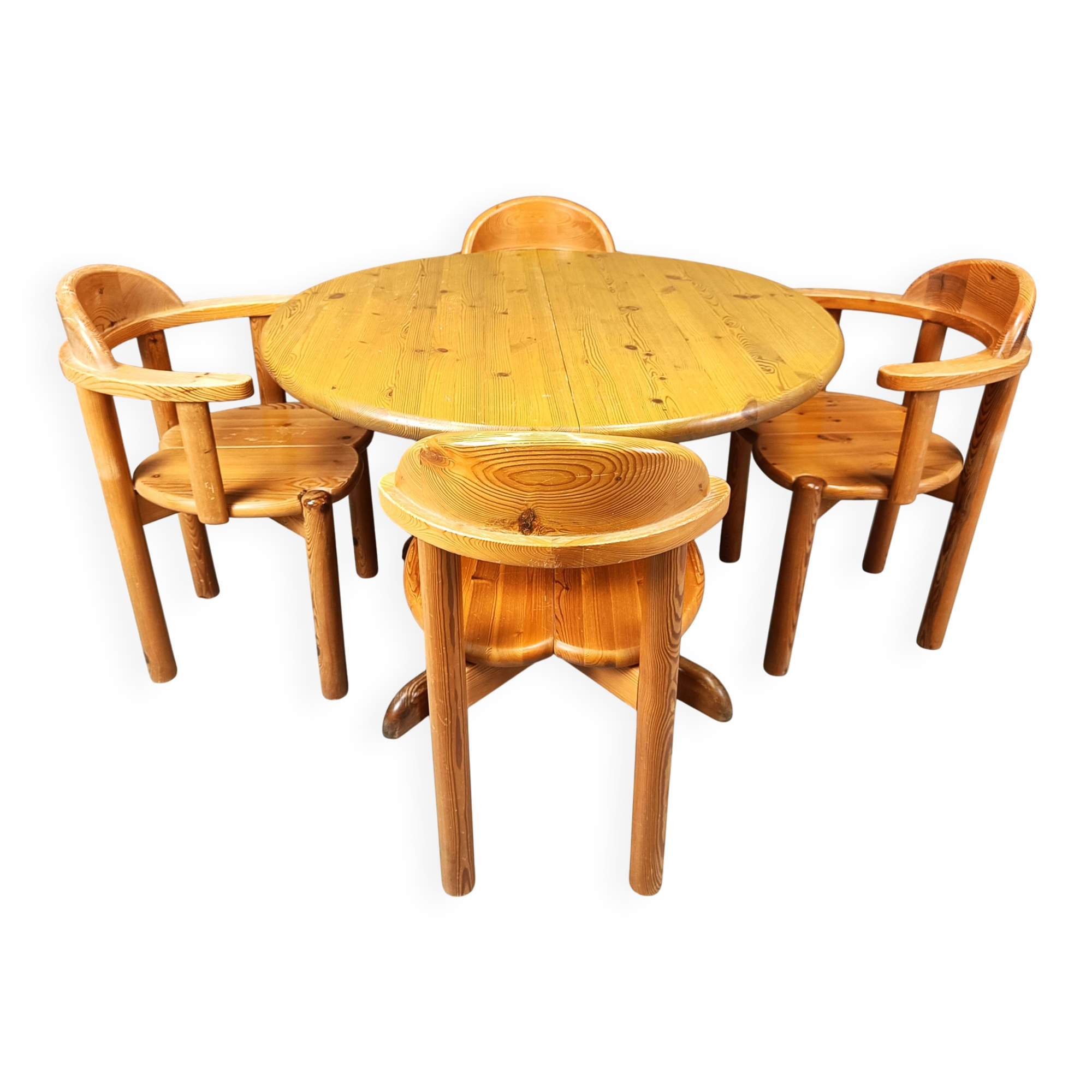 Rainer Daumiller pine wood dining set for Hirtshals Savvaerk - set of 4