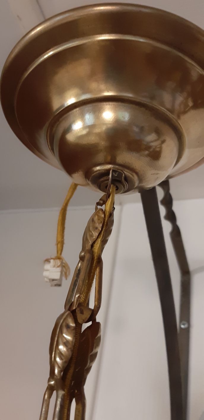 CIRCA art deco opaline hanging chandelier