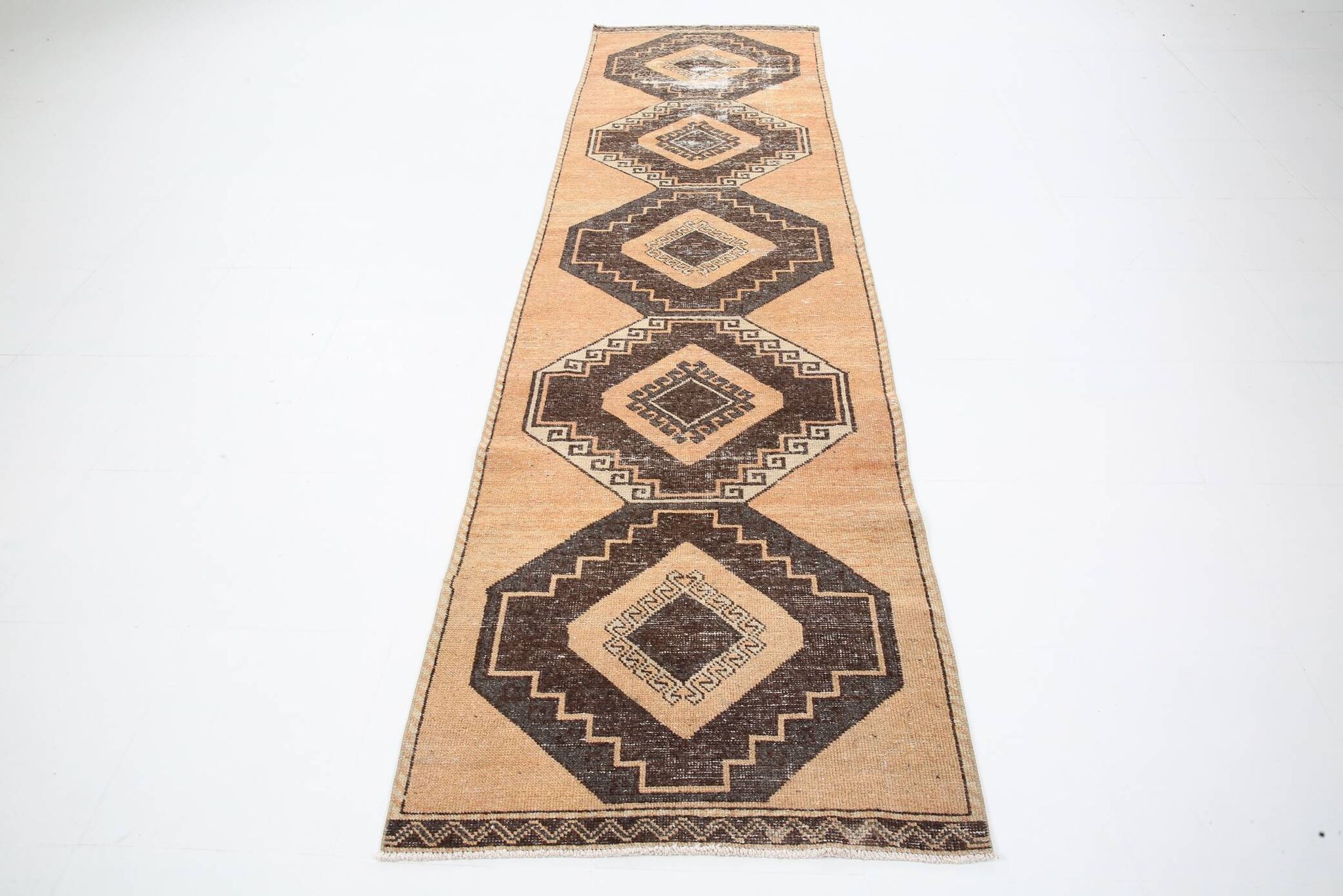 3x11 Rug For Hallway Brown Vintage Persian Runner Rug, 94x345Cm SK 5284