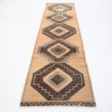 3x11 Rug For Hallway Brown Vintage Persian Runner Rug, 94x345Cm SK 5284