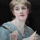Tableau HSP circa 1900 Portrait Art Nouveau "Woman with the Letter" + frame