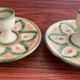 Pair of vintage cave rat candlesticks in glazed terracotta