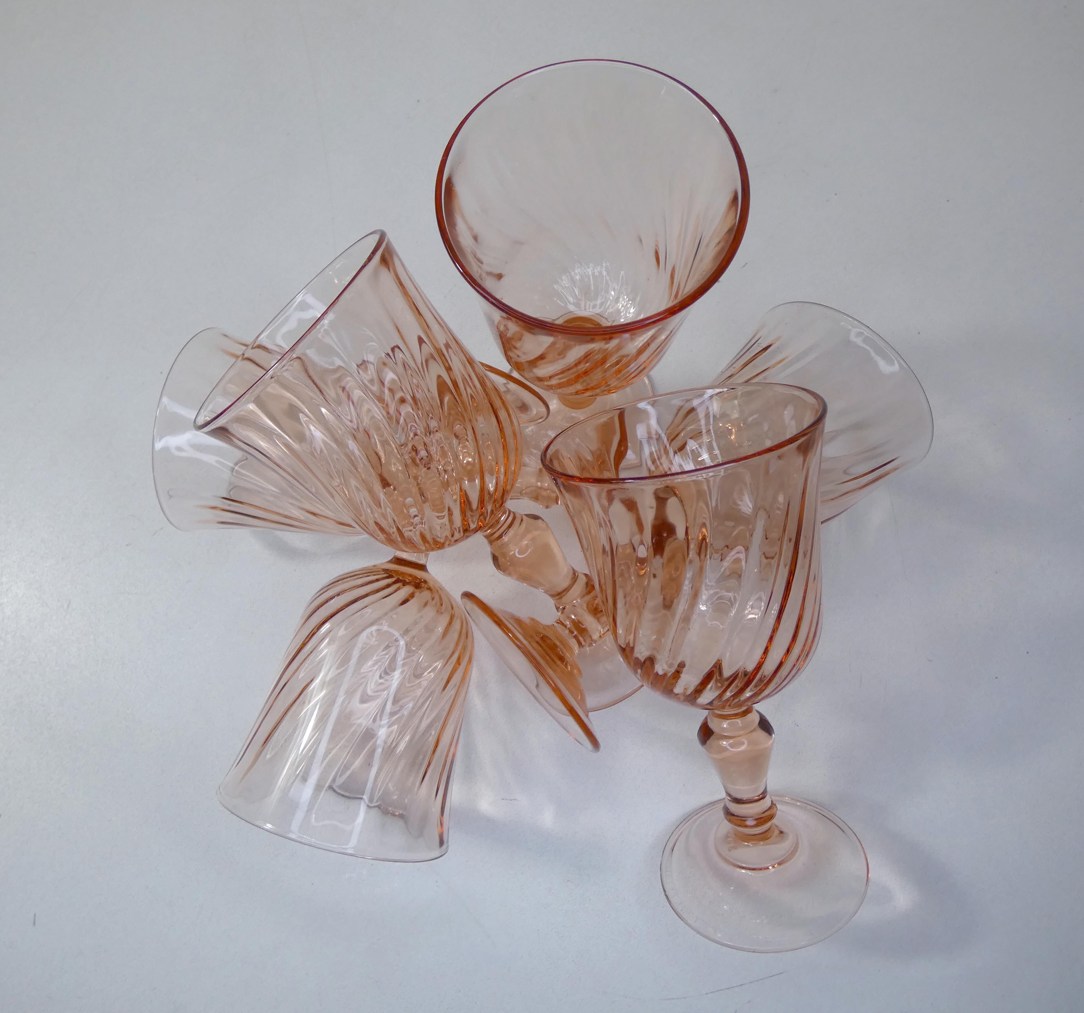 6 rosaline twisted pink foot glasses