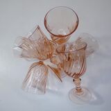 6 verres à pied rose torsadé Rosaline