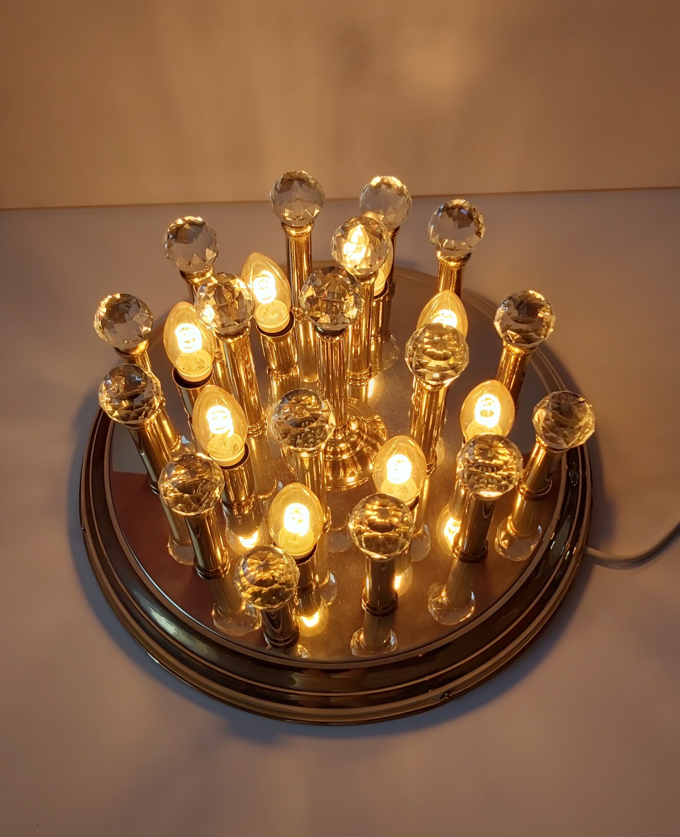 Brass plafond with Swarovski crystals, 1970s