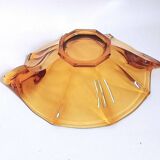 Art Deco style fruit bowl or pocket tray in amber glass from the 50s