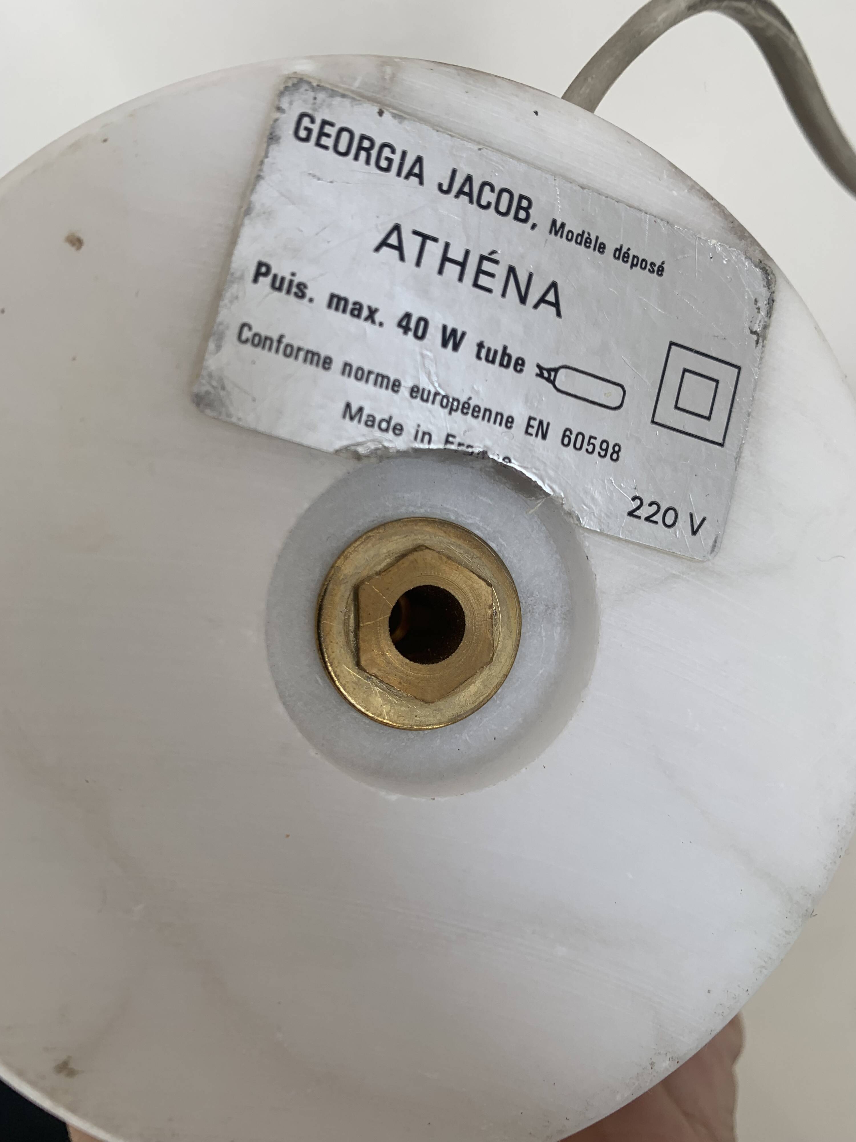 Vintage 1970s table lamp Athéna Georgia Jacob almond green - 56 cm