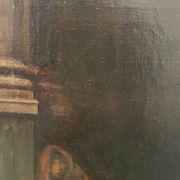 Old painting The beggar woman by G. De Saint Jean, 19th century