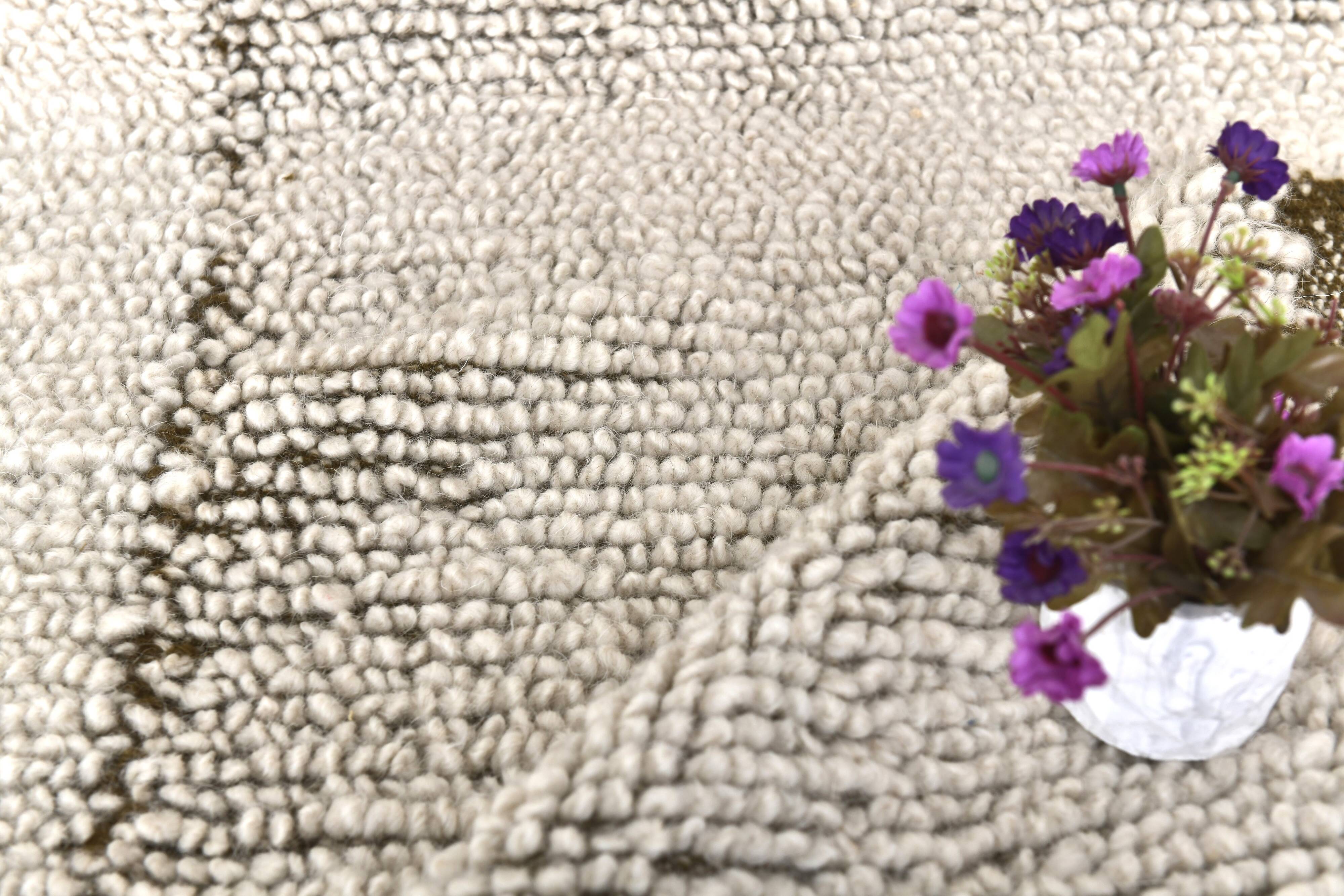 7x10 Dark Green White Handmade Wool Turkish Rug, 200x300Cm SK 242094