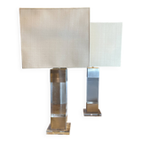 Paire De Lampes En Plexiglass & Acier Brossé, Charles Hollis Jones, 1970s
