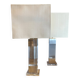 Pair of Plexiglass & Brushed Steel Lamps, Charles Hollis Jones, 1970s