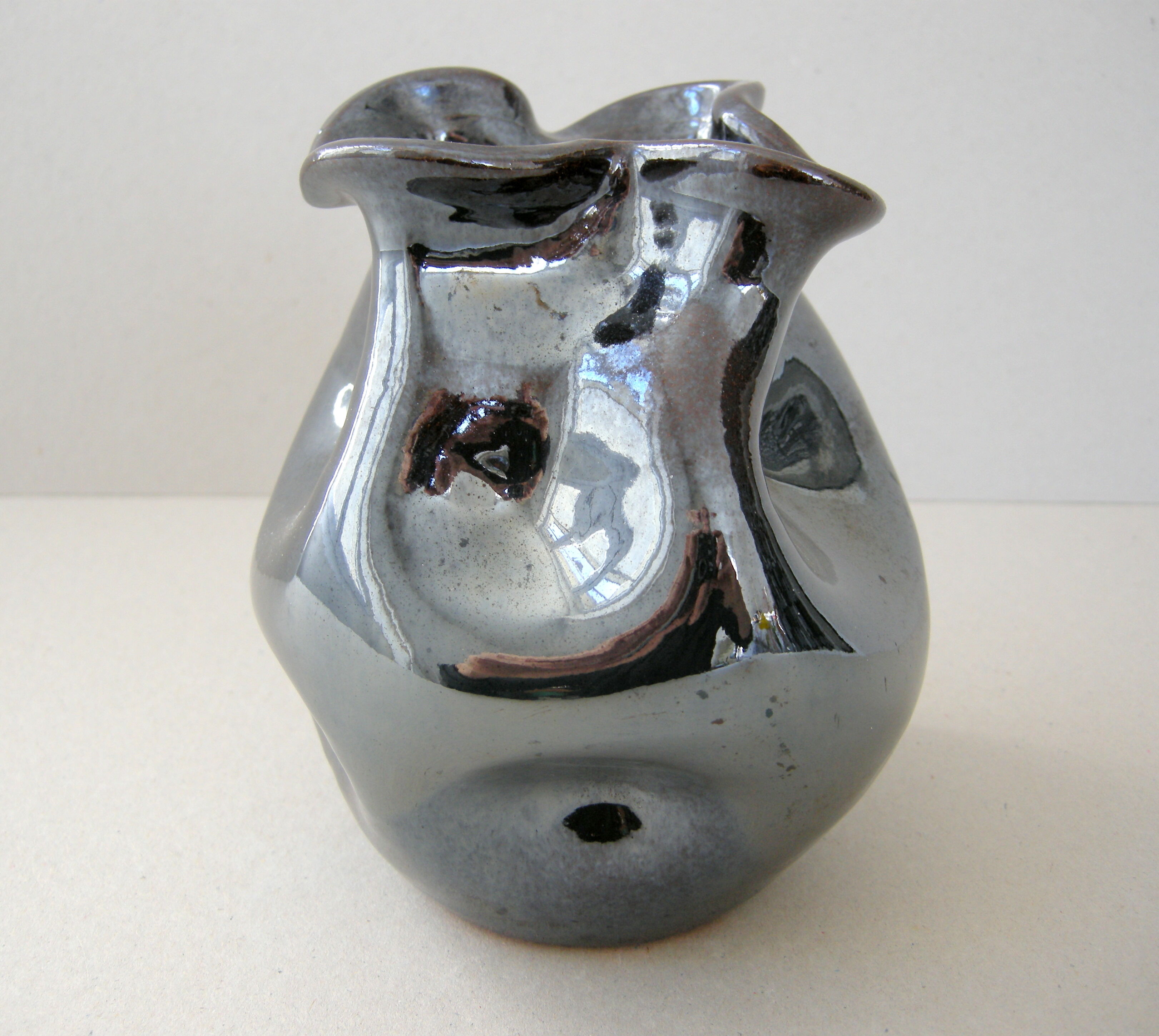 Vintage vase black iridescent 1950