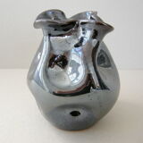 Vintage vase black iridescent 1950