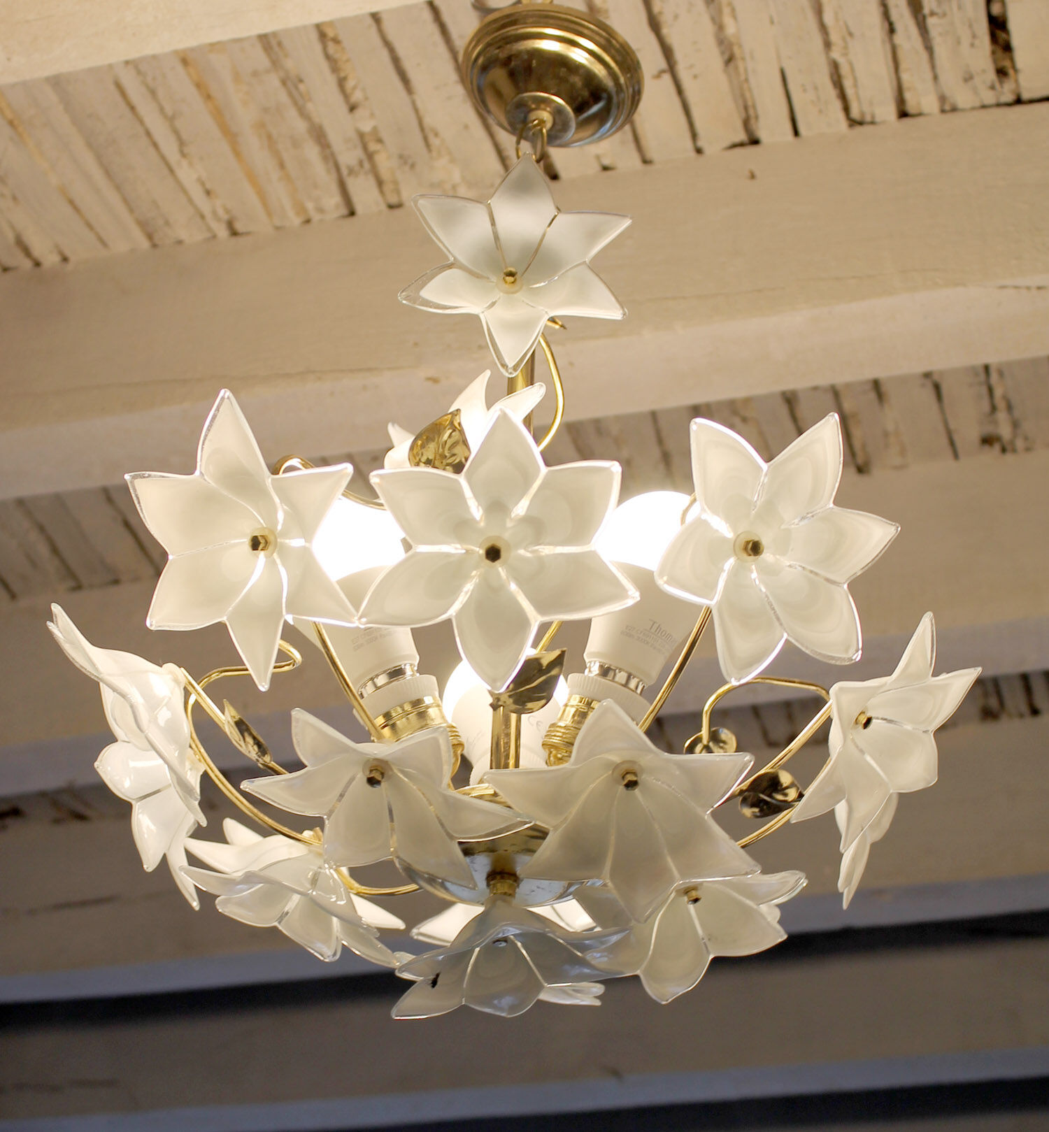 Murano and brass glass flowers