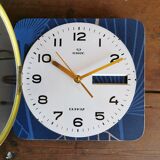 Horloge vintage pendule murale silencieuse "Romatic bleu doré"