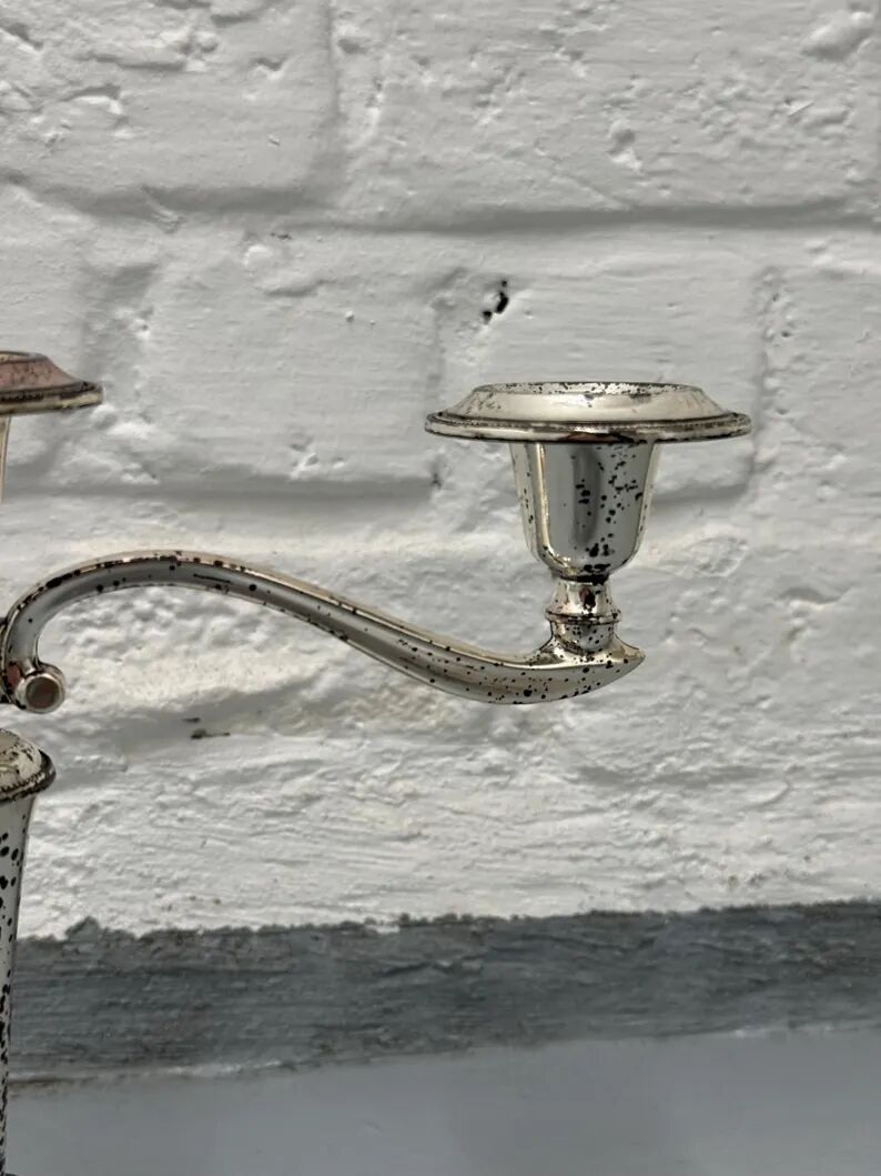 Bougeoir vintage argenté à 3 bras