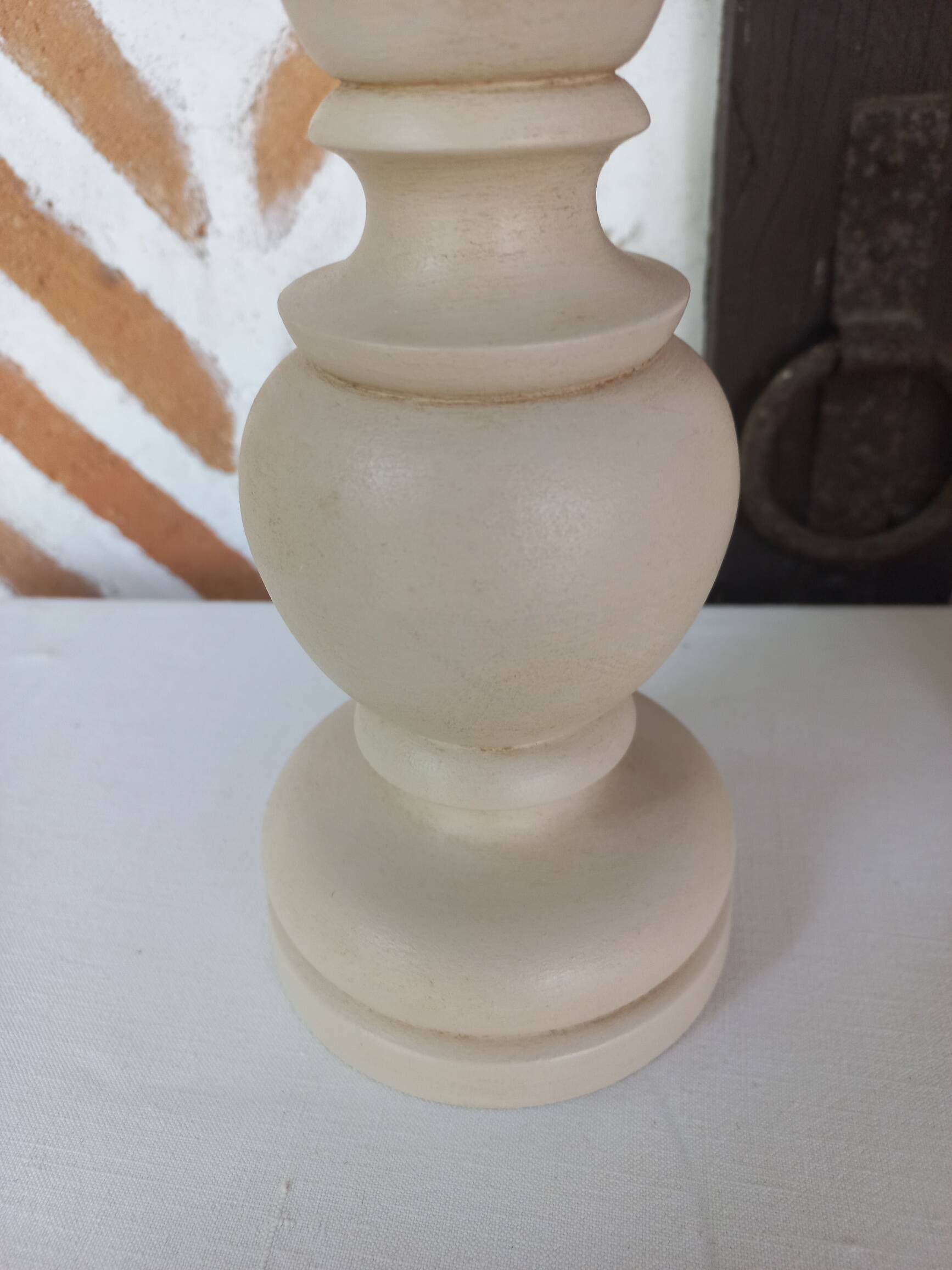 Pair of off-white patinated lamp bases