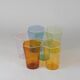 Set of six hexagonal Murano glass glasses handmade by Carlo Scarpa.