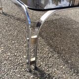 Vintage coffee table smoked glass and chrome 70
