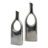 Pair of "drop" vases in aluminium cast, Italy, 1970s