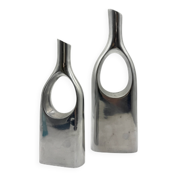 Paire de vases "goutte" en fonte d’aluminium, Italie, 1970s