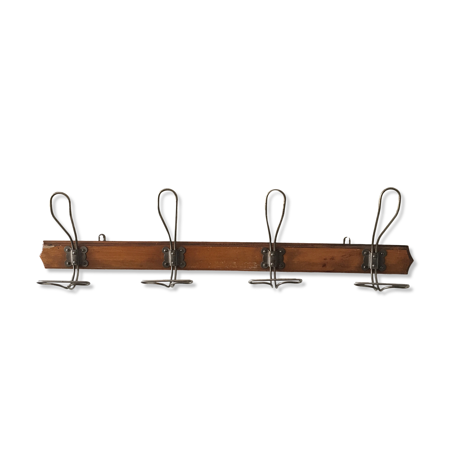 Porte manteaux mural 4 patères en bois et métal