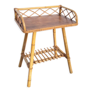 Table chevet rotin 1960